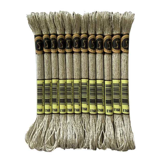 Metallic Embroidery Thread, Pack of 12 Skeins, Silver
