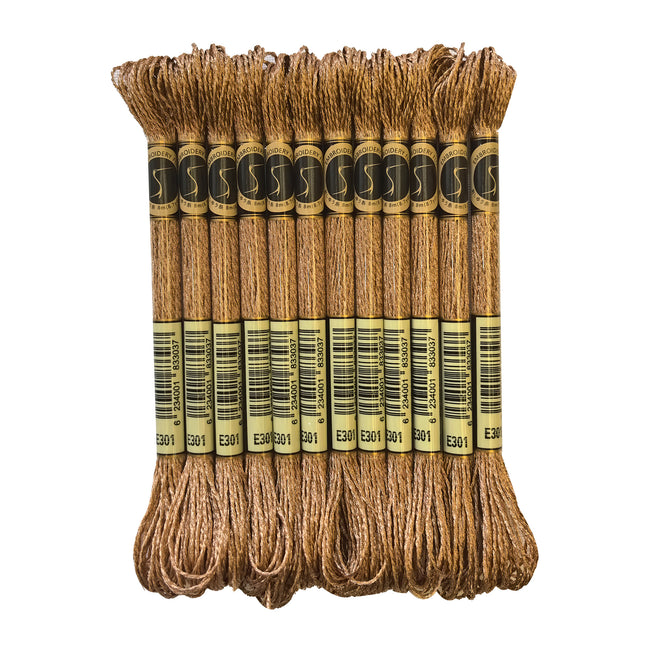 Metallic Embroidery Thread, Pack of 12 Skeins, Copper