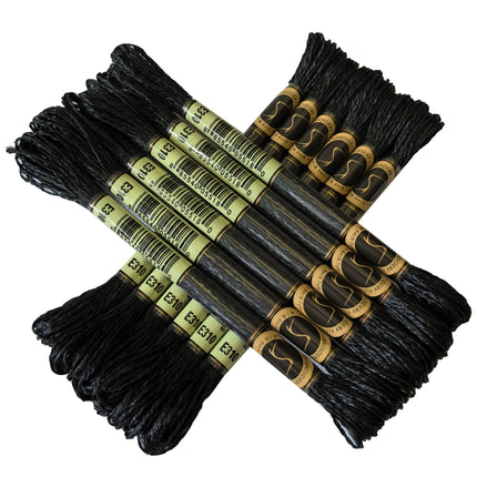 Metallic Embroidery Thread, Pack of 12 Skeins, Ebony