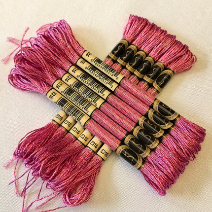 Metallic Embroidery Thread, Pack of 12 Skeins, Pink Ameethyst