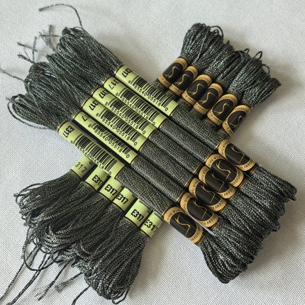 Metallic Embroidery Thread, Pack of 12 Skeins, Titanium