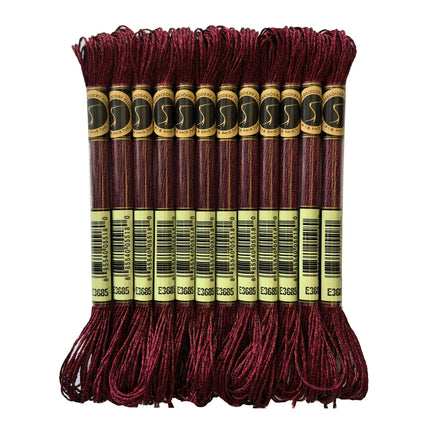 Metallic Embroidery Thread, Pack of 12 Skeins, Rosewood