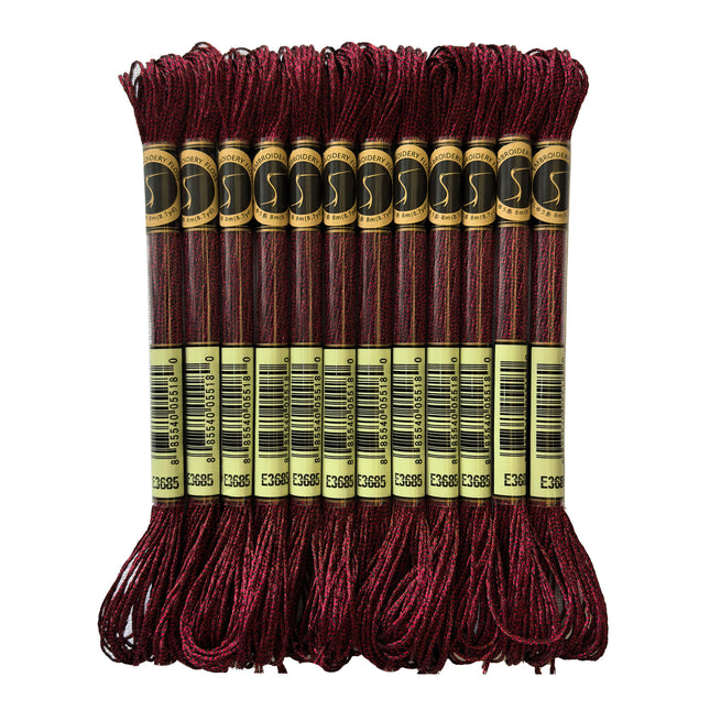 Metallic Embroidery Thread, Pack of 12 Skeins, Rosewood