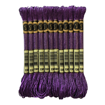 Metallic Embroidery Thread, Pack of 12 Skeins, Ruby Purple
