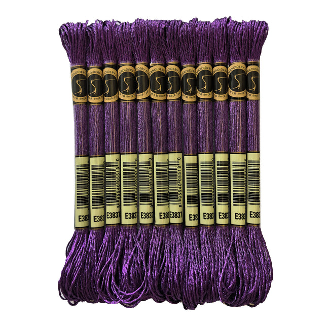 Metallic Embroidery Thread, Pack of 12 Skeins, Ruby Purple