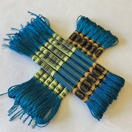 Metallic Embroidery Thread, Pack of 12 Skeins, Light Blue