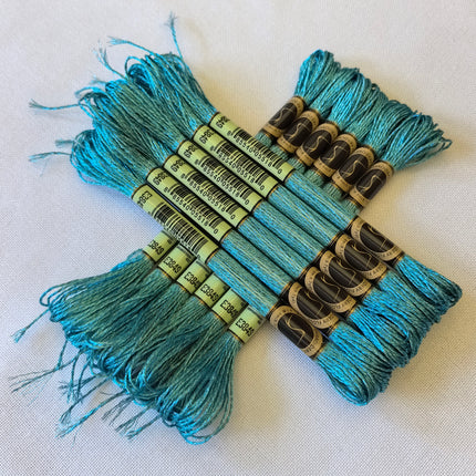 Metallic Embroidery Thread, Pack of 12 Skeins, Aquamarine Blue