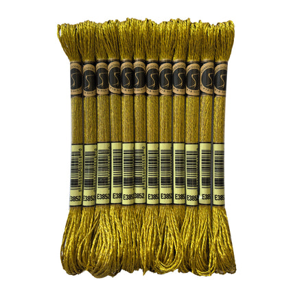 Metallic Embroidery Thread, Pack of 12 Skeins, Dark Gold