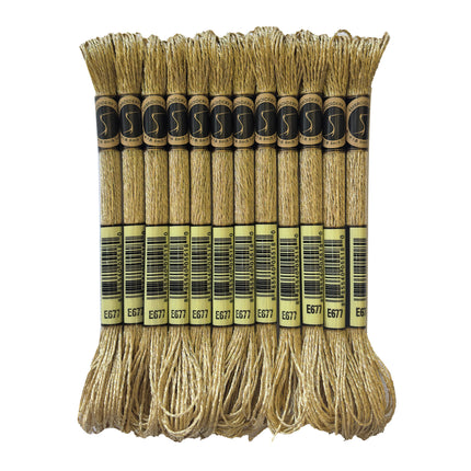 Metallic Embroidery Thread, Pack of 12 Skeins, White Gold