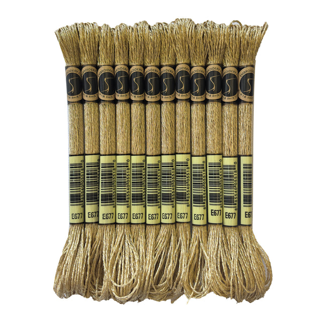 Metallic Embroidery Thread, Pack of 12 Skeins, White Gold