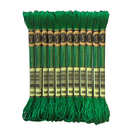 Metallic Embroidery Thread, Pack of 12 Skeins, Green Emerald