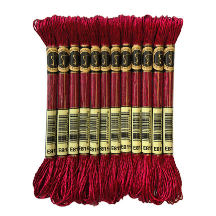 Metallic Embroidery Thread, Pack of 12 Skeins, Ruby Red