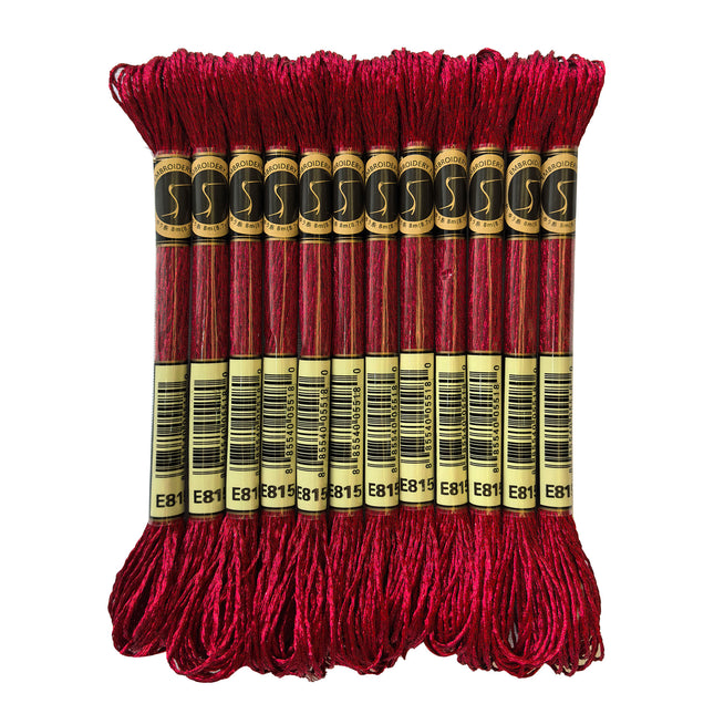 Metallic Embroidery Thread, Pack of 12 Skeins, Ruby Red