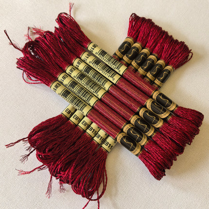 Metallic Embroidery Thread, Pack of 12 Skeins, Ruby Red