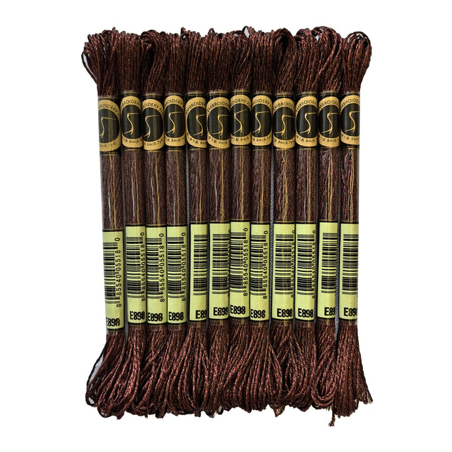 Metallic Embroidery Thread, Pack of 12 Skeins, Dark Oak