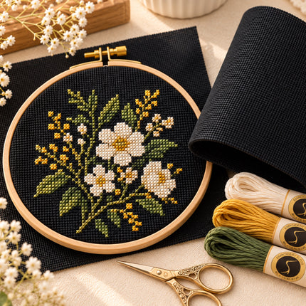 25CT Cotton Evenweave Cross Stitch Fabric – Classic Black