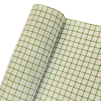25CT Easy Count Embroidery Fabric, White with Green Water-Soluble Gridlines