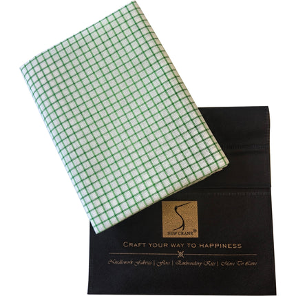 25CT Easy Count Embroidery Fabric, White with Green Water-Soluble Gridlines