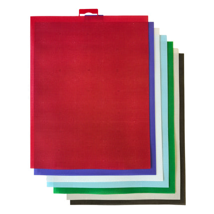 14 Count Plastic Aida Mesh Fabric Sheets, Pre-Cut Sampler Pack, 8.3 x 11Inch Squares, Set of 7 Pieces