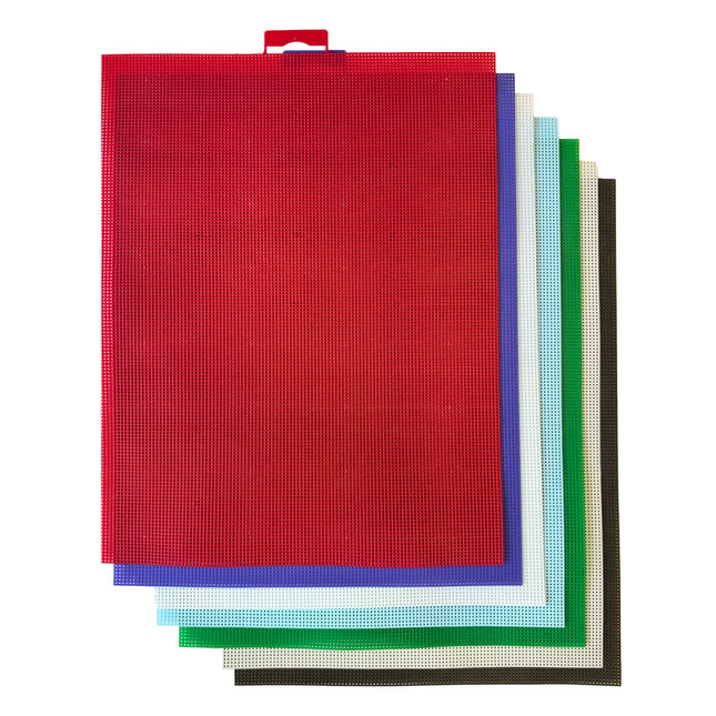 14 Count Plastic Aida Mesh Fabric Sheets, Pre-Cut Sampler Pack, 8.3 x 11Inch Squares, Set of 7 Pieces