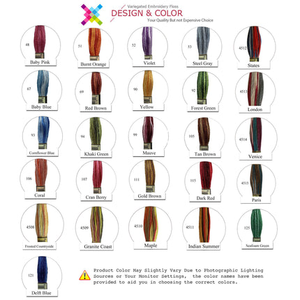 Color Variations Floss Embroidery Threads, Sold by Skein