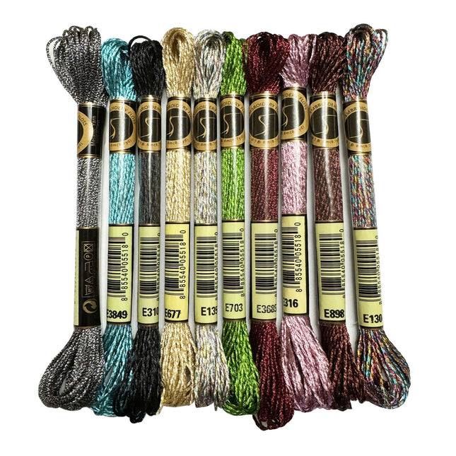 10 Vibrant Colors Metallic Embroidery Floss Pack
