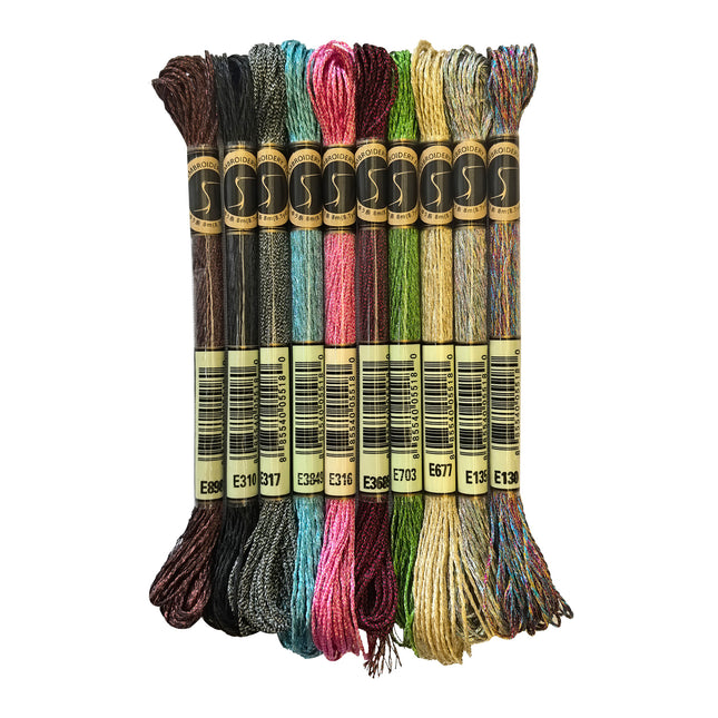 10 Vibrant Colors Metallic Embroidery Floss Pack