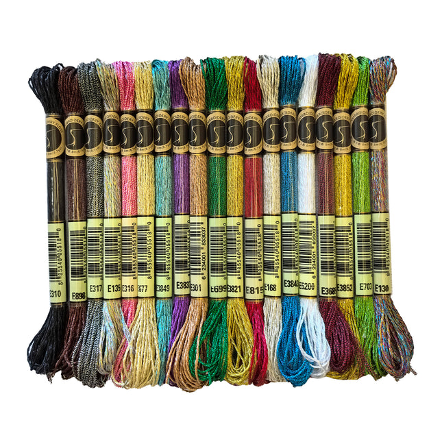 19 Vibrant Colors Metallic Embroidery Threads, Sold by Skein